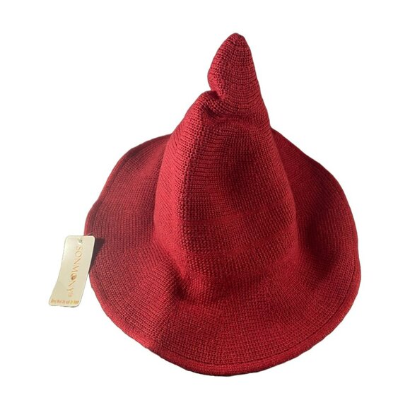 Modern Witch Hat NWT Deep Red + Moon Hair Clip Silvertone w/Stone Pendant NWOT - Picture 3 of 16